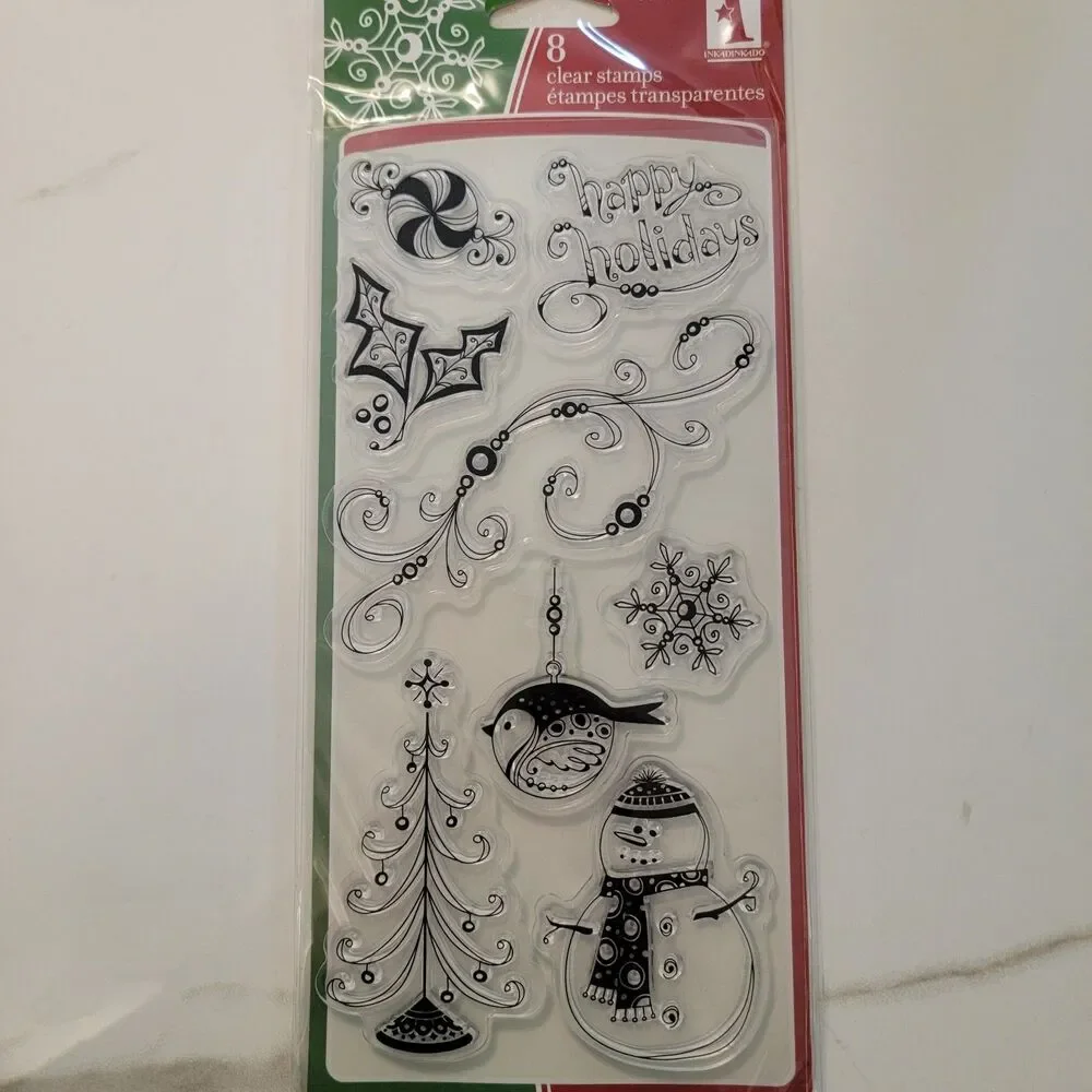 Inkadinkado PATTERN PLAY HOLIDAY Clear Cling Stamps Set of 8
